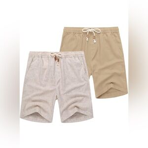Men's 2pack Casual Drawstring Shorts - Beige & Light Khaki